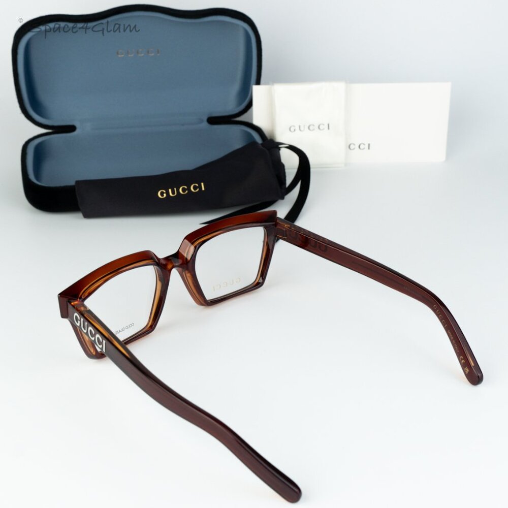 BRAND NEW Gucci GG1725O 002 Brown Demo Unisex Square Eyeglasses GG 1725O - Picture 6 of 7